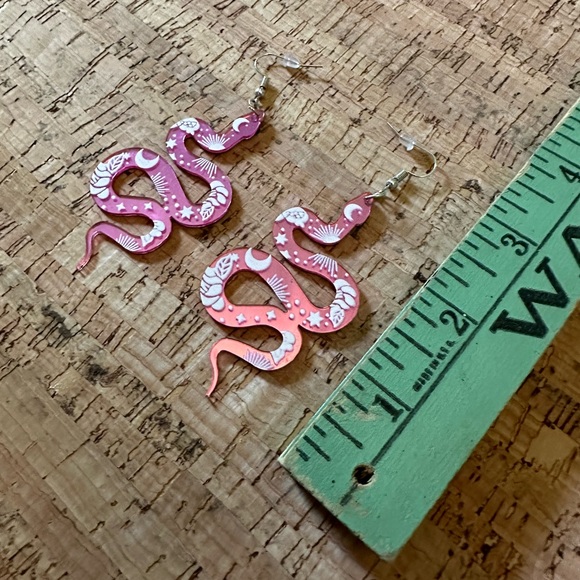 Pink Snake Earrings - Picture 3 of 4